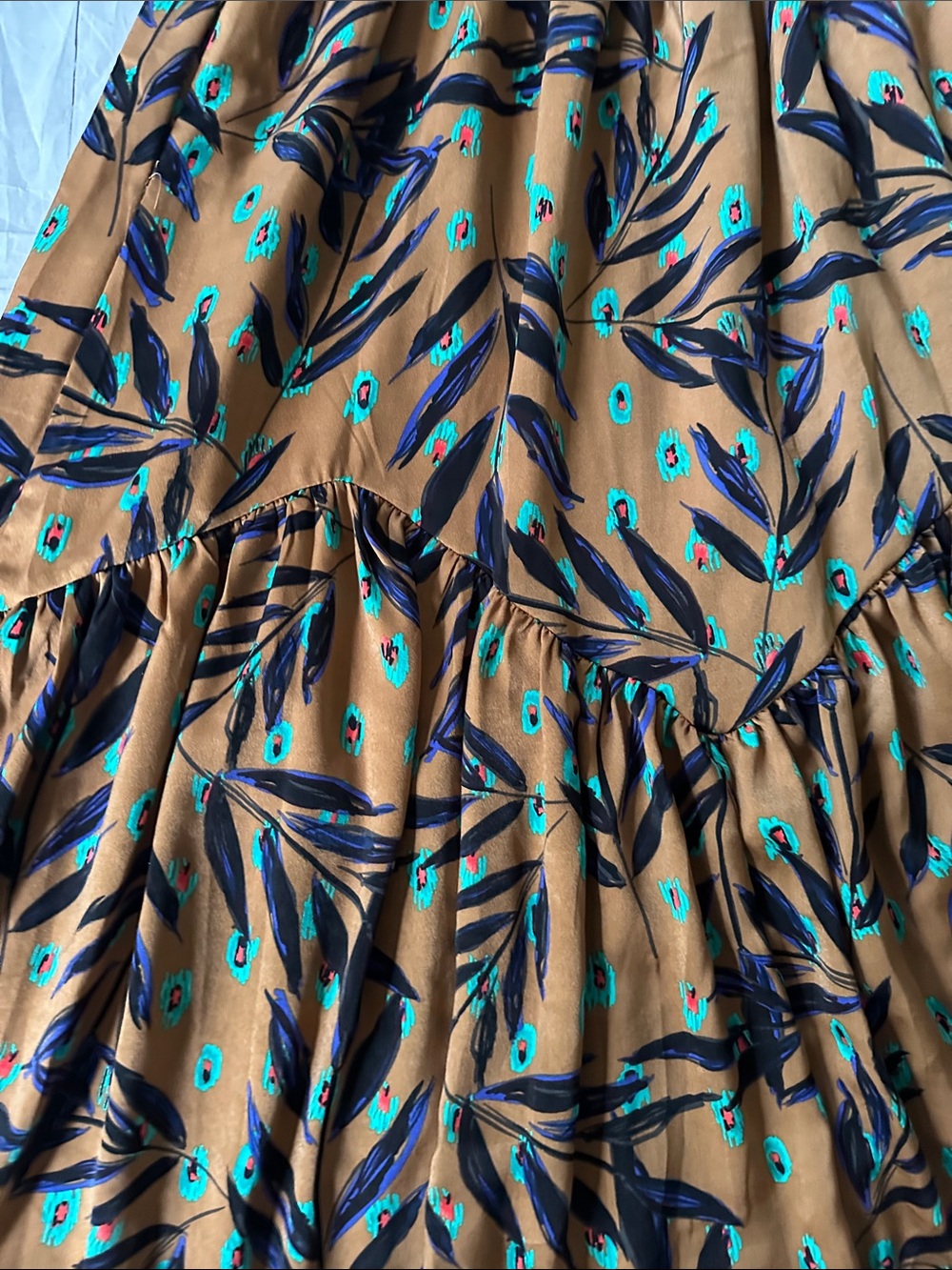 THML Brown Floral Print Spaghetti Strap Midi Dress medium - Picture 12 of 13